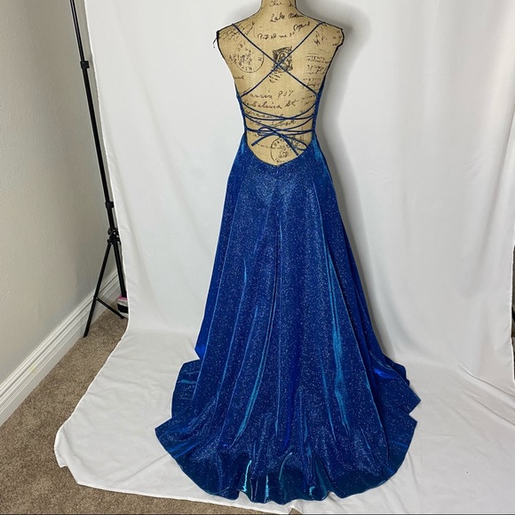 Tarik Ediz Blue Shimmer Formal Gown - Picture 7 of 14